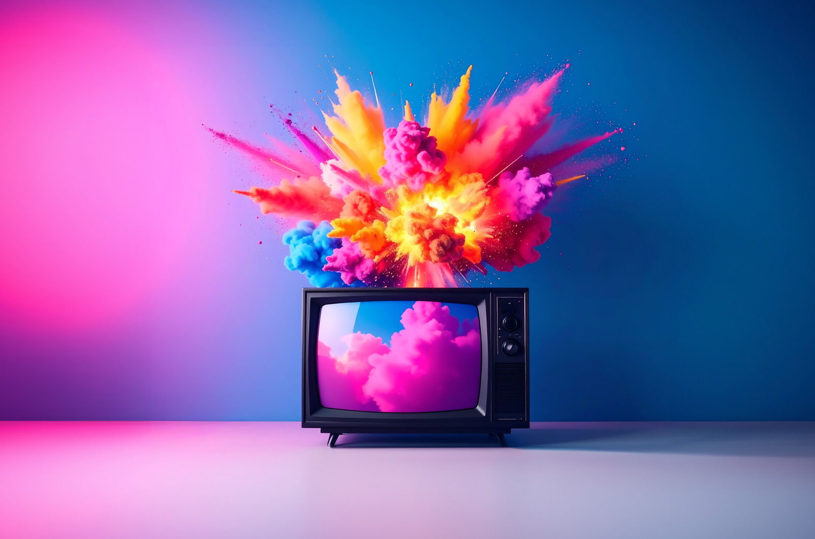 Illustration éditoriale - explosion - télevision - esprit Holi – par Thomas Paris