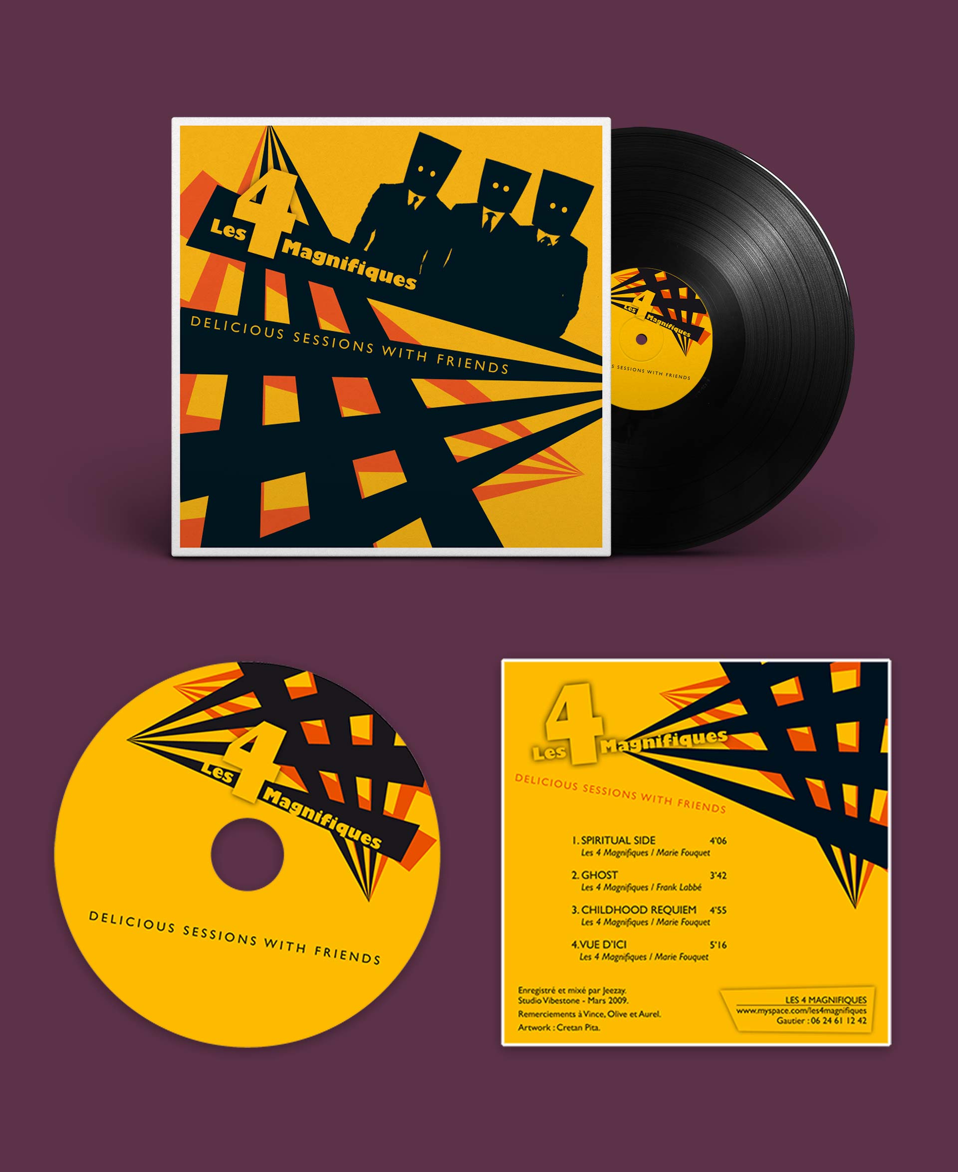 Pochette vinyle Les 4 Magnifiques – illustration et design